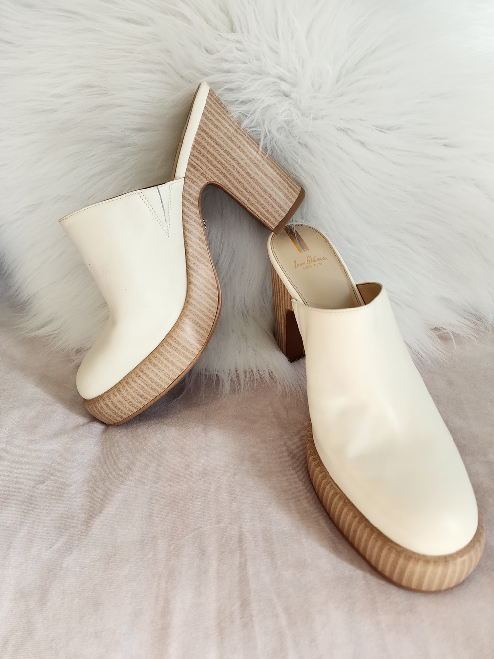 New Womens Sam Edelman Shiloh Leather Heel Mule Shoes Size 10 M